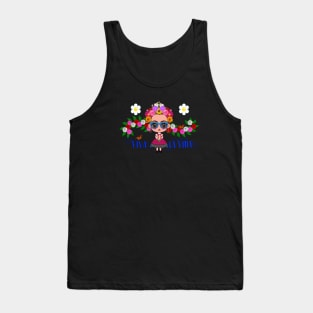 Frida Kahlo cartoon T-shirt - cute frida with blue sunglasses Tank Top